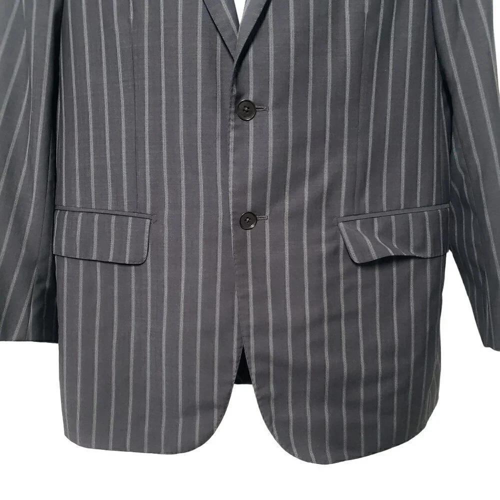 Isaia Napoli Striped Wool Mohair Blazer Double Vented Sport Coat Jacket Mens 54